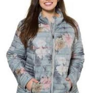 Ulla Popken Washed Floral Quilted Jacket